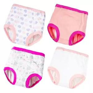 여아용 조요로이 4Pcs 배변 트레이닝 속옷 100 면 소프트 초흡수 패딩 두께 자신감 넘치는 화장실 바지 1T