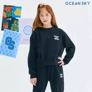여아 데일리 크롭 기모 맨투맨 티셔츠-CFJG5173D03