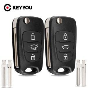 호환 KEYYOU 원격 키 쉘 현대 I20 I30 IX35 I35 Accent Kia Picanto Sportage K5 3 버튼 플립 접이식 원격 키 케이스
