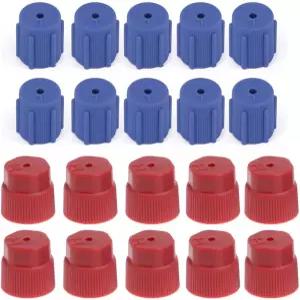 사이프 20pcs/2세트 R134a 밸브 캡 3mm 및 A/C 에어컨 서비스 AC 시스템 충전 포트 빨간색 높음 파란색