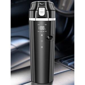 호환 12V/24V 스마트 온도 조절 차량용 보온병 스마트 머그 디지털 LCD 디스플레이 보온컵 스테인리스 스틸 500ML