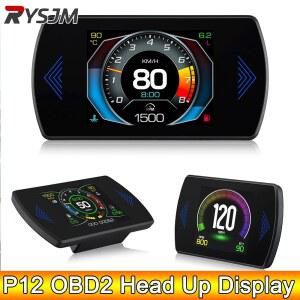 호환 AD P12 자동차 obd2 hud 속도 시계 미터 전압 업 디스플레이 자동차 게이지 자동 진단 도구 디지털 미터 속도계