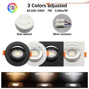 CCT 내장 LED 스포트라이트 다이얼 스위치 조절 가능한 각도 홈 데코 AC 220V 3000K 6 개