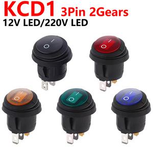 미니 소형 라운드 보트 방수 LED 로커 스위치 3Pin KCD1 ON Off 전원 버튼 12V 220V