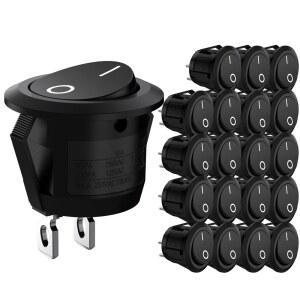 푸쉬락스위치 푸쉬온 20개 10개 로커 보트용 6A 125V RV 2핀 검은색 트럭 15MM 3A 원형 미니 차량용 온오프 토글 250V 스위치