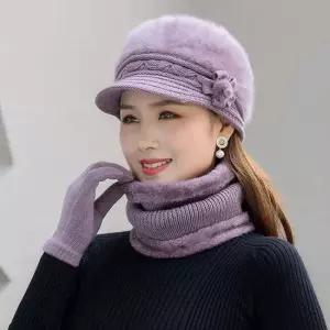 중장년 모자 레빗퍼 넥워머 할머니 어머니 세트 겨울모자
