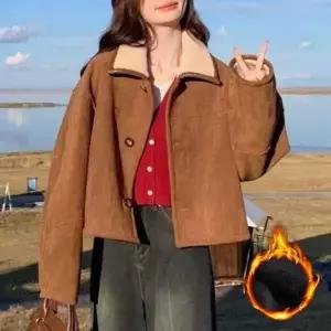 [짝꿍닷컴] 카라넥 크롭 데일리 여성 루즈핏 코트 LK-J044