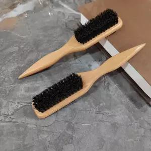 매끄러운 포니테일 번 스무딩 머리카락 날아다니는 엣지 컨트롤을 위한 멧돼지 강모 뒷머리 브러시 -