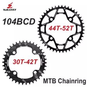Wuzei 104BCD MTB 체인링 좁은 와이드 104 크라운 산악 자전거 스프로킷 30 32 34 36 38 40T 스타 체인휠