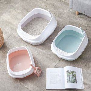 고양이 화장실 변기 대형 평판형 배변통 오픈형