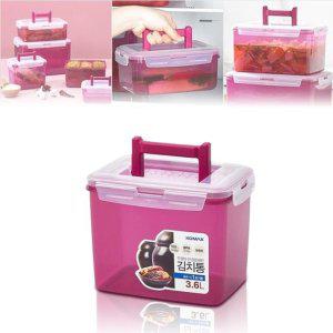 냉장 냉동고 1인가구 소형 김치통 직사각 손잡이 밀폐 플라스틱통 고추장 된장 밀가루 짱아찌통(3.6L)