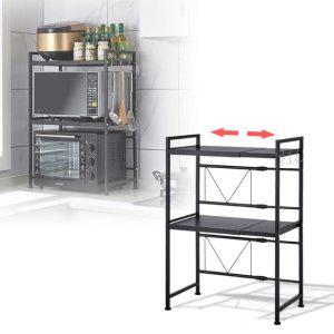 철제 3단 전자레인지 선반 다용도 주방 수납 정리대 길이조절 렌지 다이 전기밥솥 거치대 밥통 받침대