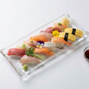 투명 심플 직사각 생선 초밥 스시 유리 접시