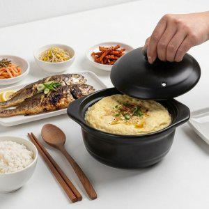 오래쓰는 내열 전자레인지 오븐 냄비 계란찜 올블랙 뚝배기 소형 1100ml