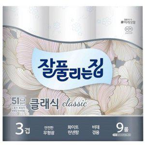 미래생활 잘풀리는집 더 도톰한 3겹 퀼팅 9롤 화장지