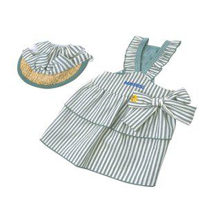 패리스독 강아지옷 버터스트라이프 드레스 모자 세트 (블루) (M)