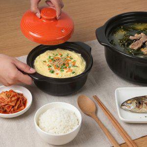 오래쓰는 도자기 내열 냄비 계란찜 된장 뚝배기 찌개솥 투톤컬러 소형 1000ml