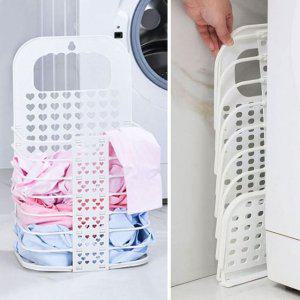 공간활용 접이식 빨래 바구니 화이트 세탁 수납 정리
