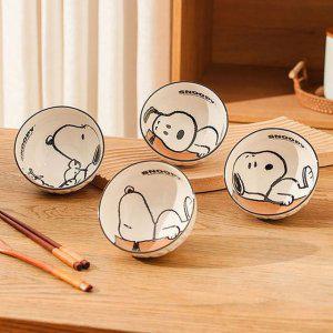 귀여운 스누피 세라믹 밥공기 4P 밥그릇 식기 선물