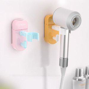 무타공 회전형 드라이기 거치대 컬러감성 헤어홀더 욕실선반 정리용 걸이형 수납템