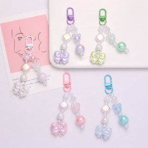 리본 비즈 키링 3p 키홀더 열쇠고리 가방 장식소품 DIY 부자재 키트