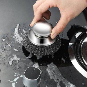 손잡이 철수세미 1개 + 철브러쉬 리필 5개 세트 주방 설거지 와이어볼