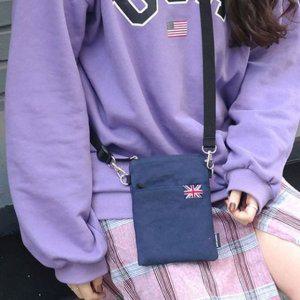 유니언 잭 영국 국기 투포켓 미니백 크로스바디 보조 가방 슬링백 데일리 여행용 파우치 힙색