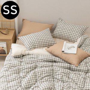 SS (이불 슈퍼싱글 화이트) 쿠키체크 패드 브라운. 해피니 패드세트 소프트마이크로 차렵이불