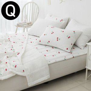 별매) 퀸 (베개솜 여름 해피니 시어서커 (화이트) 체리 Q 이불 패드세트