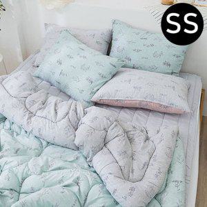 슈퍼싱글 (베개솜 차렵이불 민트.패드 패드세트 연그레이) 별매) SS (이불 보헤미안리버서블 해피니