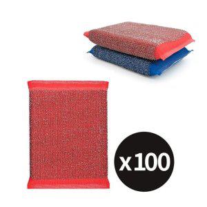 민자베이직 스텐 수세미 130x90x20mm 100개 무포장 색상랜덤 대용량 세척 도구 주방용품