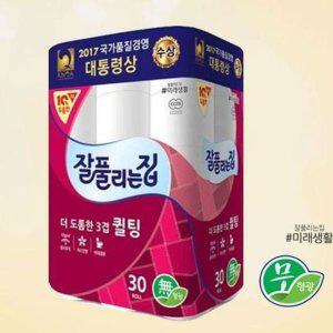 미래생활 잘풀리는집 더 도톰한 3겹 퀼팅 30롤 화장지