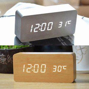 무소음 LED 우드 탁상시계 소형 무소음 알람 디지털 전자