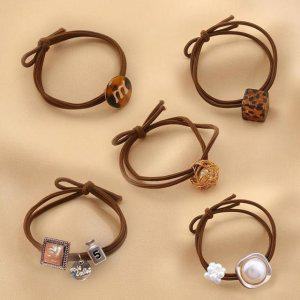 귀여운 장식 머리끈 헤어슈슈 곱창밴드 헤어악세사리 5종세트