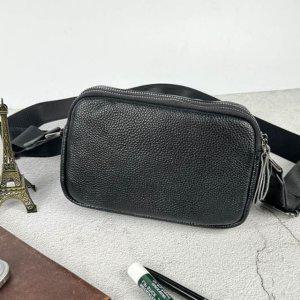 남성용 올블랙 가죽 크로스백 소형 데일리 미니백