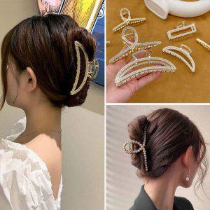 큐빅진주 헤어집게 꼬임핀 올림머리 악세 여신머리핀 데일리 집게핀 볼륨핀 진주핀