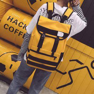 노란색 검정 백팩 운동 캐주얼 가방 남여공용 고등학생 여행 책가방