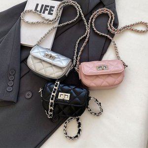 실버 퀼팅 미니 크로스백 여성가방 블랙 숄더 체인 가죽 미니백