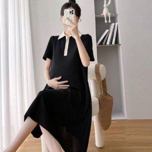 블랙 임산부 카라원피스 여름원피스 임산부잠옷