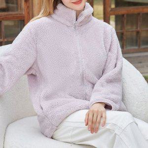 라벤더 플리스 퍼플리스 자켓 뽀글이 점퍼 양털 남녀공용 털옷 사무실