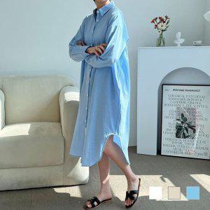 하늘색 롱셔츠 원피스 셔츠 원피스 남방