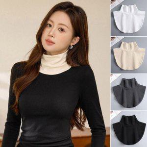 여성 반목폴라 블랙 겨울목폴라 페이크카라 넥워머 목도리 니트넥워머
