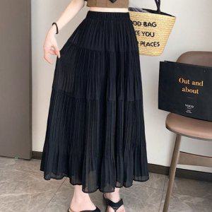 주름 치마 밴딩 미니 롱스커트 플레어 캉캉 검정치마 쉬폰 플리츠