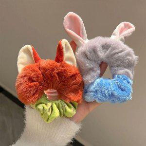 여우귀 토끼귀 털복숭이 여성머리끈 학생머리끈 헤어밴드 곱창밴드