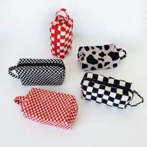 체크 여행용 메이크업 화장품 파우치 휴대용 예쁜 패브릭