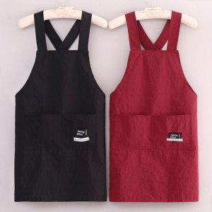 레드 검정 앞치마 심플 공방 카페 미용사 생활 식당 작업용