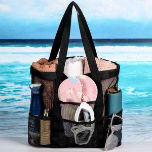 블랙 비치숄더백 매쉬 비치가방 숄더 망사 수영가방