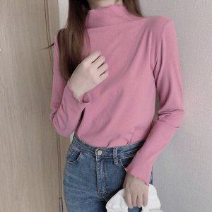 핑크색 반목 니트 이너 여성 긴팔티셔츠 겨울 데일리 신축성좋은 필수템