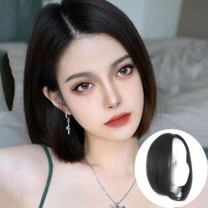 내츄럴블랙 모발앞머리 인모 탑커버 피스 풀뱅 여성 정수리가발 여자부분가발