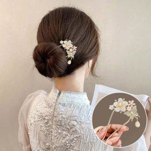 진주비녀 꽃집게핀 올림머리 헤어핀 뒤꽂이 머리장식